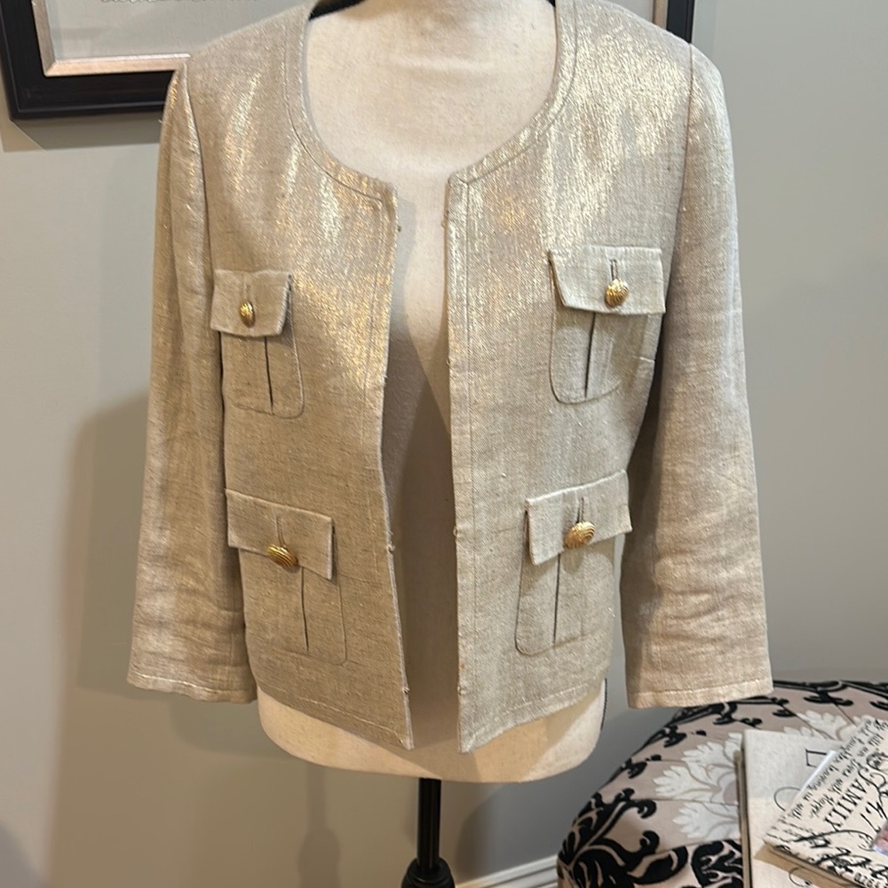 Kate Spade Gold Blazer with Bouclé Texture